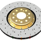 DBA 04-07 STi/2017 BRZ w/Perf. Pkg. 10 Hole Front Drilled/Slotted 5000 Series 2 Pc Rotor w/Gold Hat
