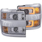 ANZO Projector Headlights 15-17 Chevrolet Silverado 2500HD / 3500HD Chrome w/ Chrome Rim