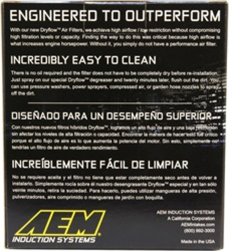 AEM 2.75 inch Short Neck 5 inch Element Filter Replacement