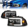 ANZO 97-04 Dodge Dakota/Durango Crystal headlight Set w/ Light Bar Black Housing