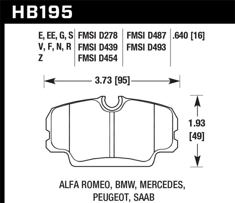 Hawk 84-4/91 BMW 325 (E30) HT-10 HPS Street Front Brake Pads