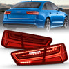 ANZO 2012-2018 Audi A6 LED Taillight Black Housing Red/Clear Lens 4 pcs (Sequential Signal)