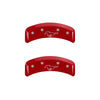 MGP 4 Caliper Covers Engraved Front Mustang Engraved Rear Pony Red finish silver ch